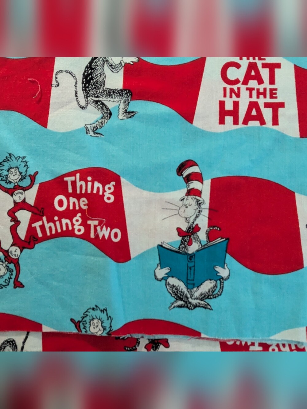 "The Cat in the Hat" Dr. Seuss Cotton Fabric Remnant 43"x35.5"